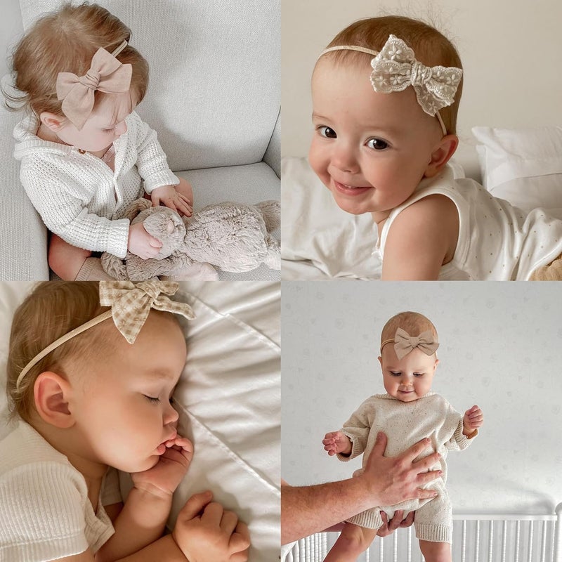 Fancy Clouds Baby Girl Bows and Headbands,14 pcs Stretchy Soft Nylon Hairbands Hair Bows for Newborns, Infants, Toddlers - Handmade Baby Hair Accessories for Girls Gifts - Image 3